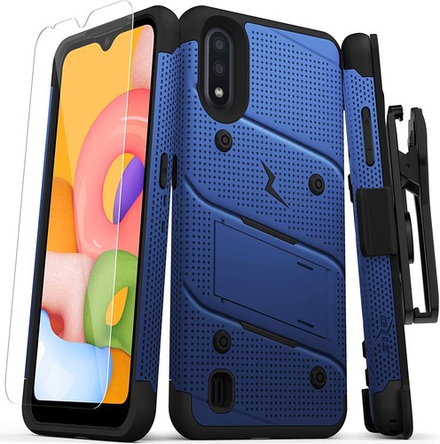 ZIZO BOLT Galaxy A01 Hard Case w/ Glass Protector, Kickstand, Holster & Lanyard - Picture 6 of 16