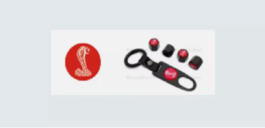 Red Cobra Tire Air Valve Stem Cover With Belt Keychain For Ford