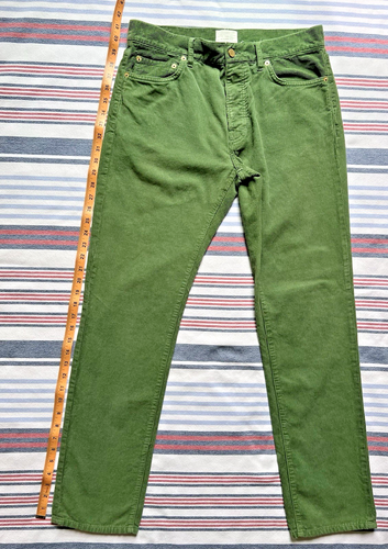 Sid Mashburn Straight 5-Pocket Pants Corduroy Mens 33x32 Green Button Fly - Picture 10 of 12