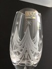 Clear, crystal. Mikasa, vase, frosted etched trees and stars, 5.5” high