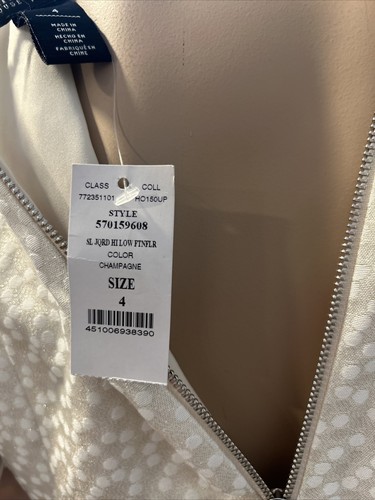 WHBM Ivory & Gold Sleeveless Metallic party Dress Sz 4 - Picture 8 of 8