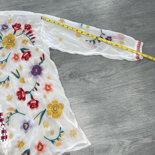 Johnny Was Texa Tunic Top Women’s XL White Floral Embroidered Buttons Blouse NWT - Picture 13 of 16
