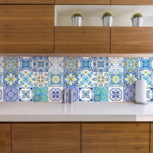 24pcs 6"x6" Mediterranean Sky Classic Blue Peel and Stick Tiles Sticker Decals - Picture 2 of 8