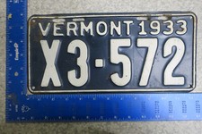 Vermont License Plate Tag 1933 33 Vt Truck Trk # X3-572 X3572 3572