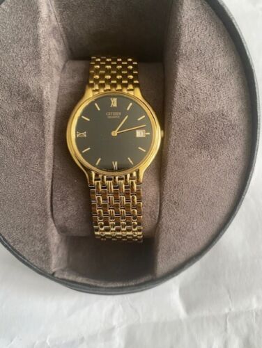 Citizen Mens Slim Vintage Quartz Date Gold Plated Bracelet Watch 9715-S025974 - Picture 3 of 12