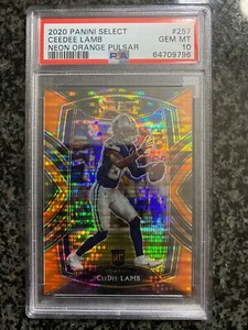 Ceedee Lamb Club Level 2020 Panini Select Neon Orange Pulsar PSA 10 Gem Mint #/7