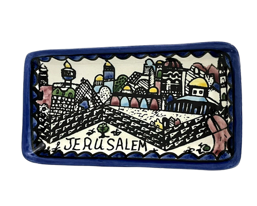 Armenisches Design JERUSALEM Keramik Servierplatte Künstlerisch Israel Judaica Geschenk - Bild 4 von 9