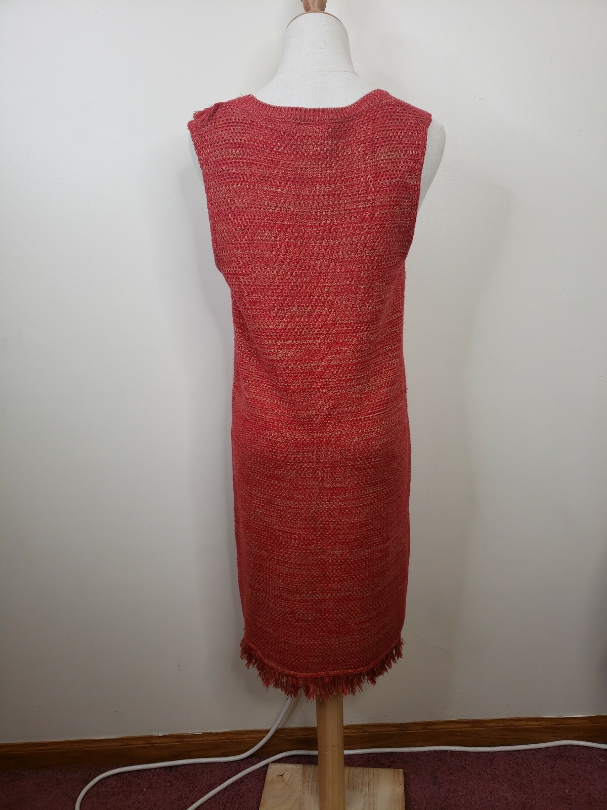 Anthropologie Red Fringed Sweater Dress   Holding… - image 3