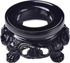 Black Wooden Display Stand for Crystal Sphere Quartz Ball Holder Hollow Wood Sta