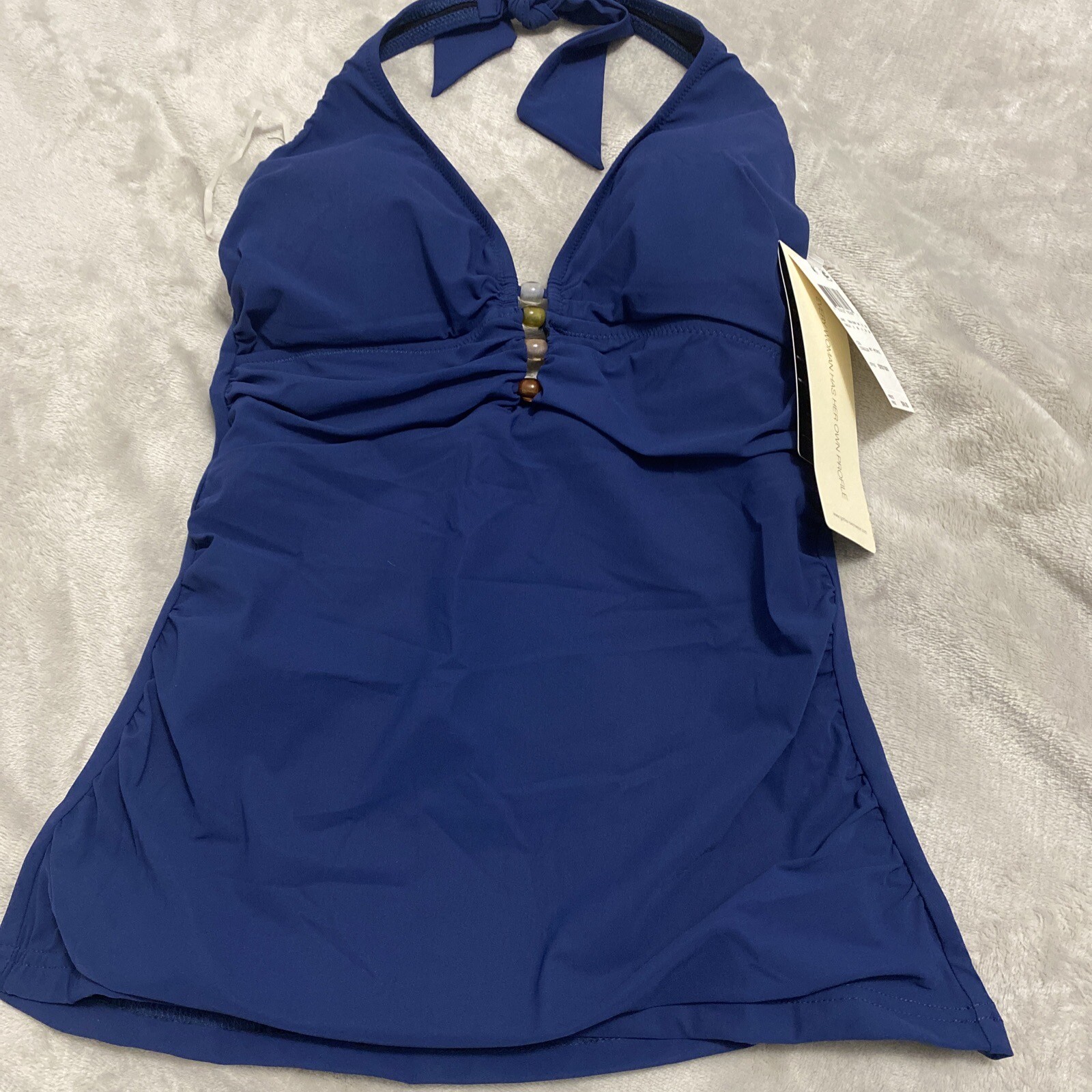 Profile by Gottex Beaded Lattice-Front Halter Tankini Top $98 Size 6
