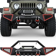 OEDRO Front Bumper for 1987-2006 Jeep Wrangler TJ & YJ w/ Winch Plate & D-Rings