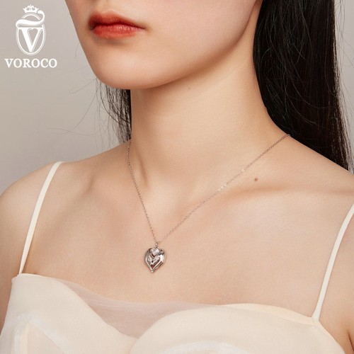 Collar Voroco Europeo de Plata de Ley 925 con Huellas para Mujer Regalos Joyería - Imagen 3 de 17
