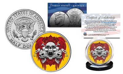 SKULL Genuine Legal Tender JFK Kennedy Half Dollar U.S. Coin - Triple ...