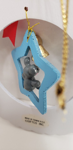 Vintage Have Yourself a Merry Little Christmas Holzkranz Ornament Glocken Maus - Bild 4 von 6