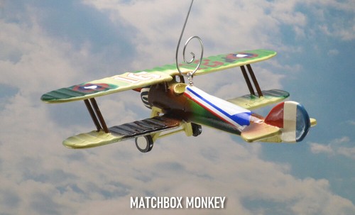 Nieuport 28 French Biplane Hand Painted Wooden Christmas Ornament Airplane USAAS - Picture 7 of 11