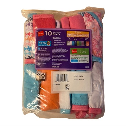 Hanes Classic Brief Girls Tagless Cotton Underwear Size 6 NEW - Picture 2 of 2