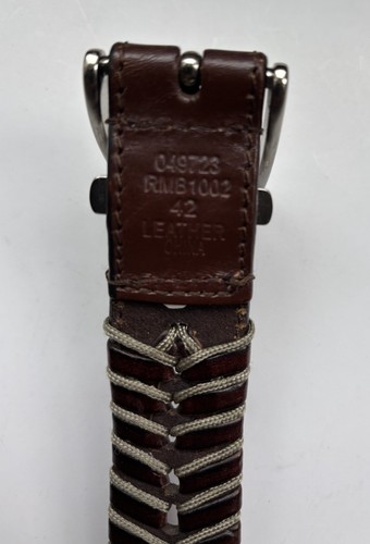 Brown Leather And Cord Braided Belt Men's Sz 42 Silver Buckle Leather - Picture 2 of 6