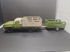 Vintage 1970 Nylint Farms Pickup Truck Trailer Stake Bed Pressed Steel Green
