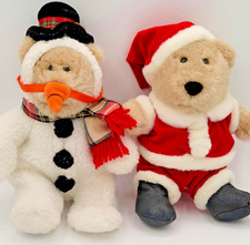 VINTAGE Starbucks Bearista 2 Snowman Santa Bear Plush 8th 12th FREE SHIP