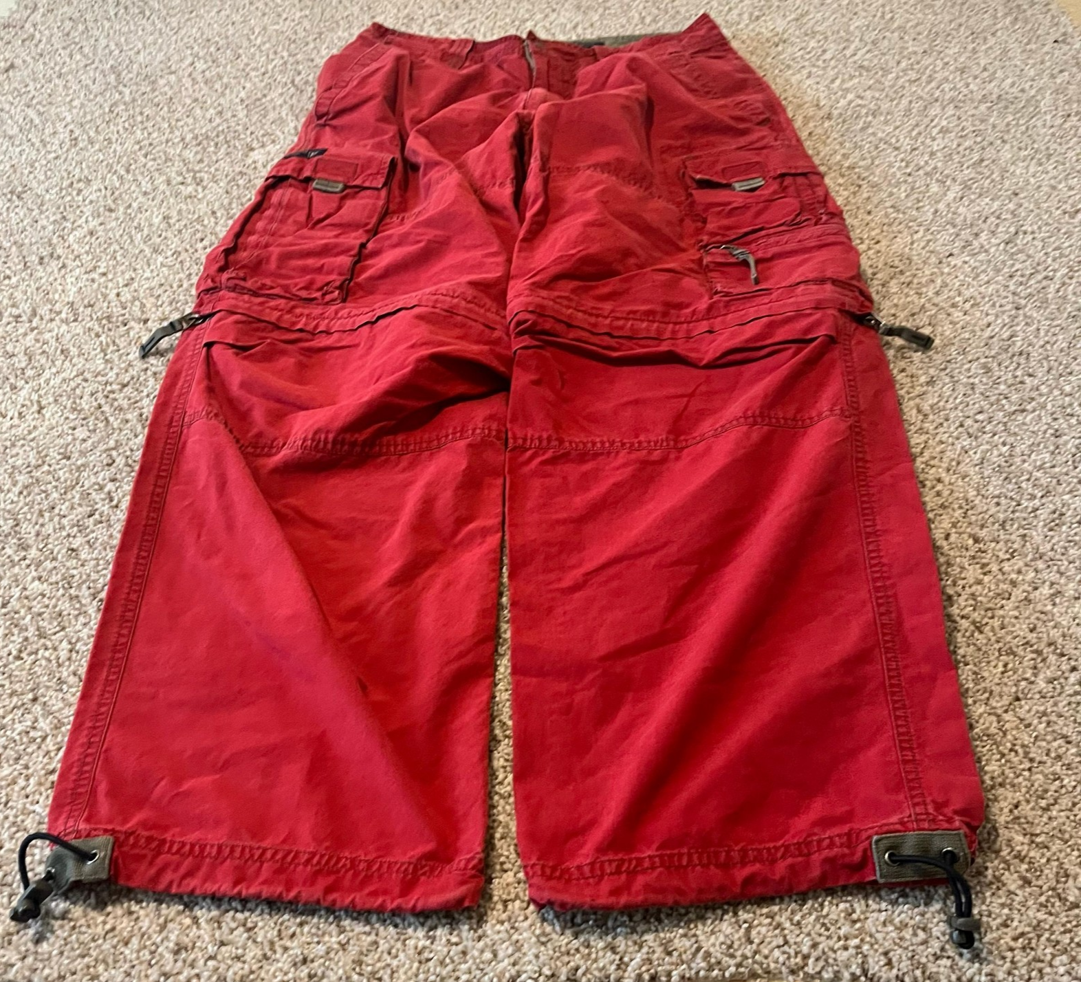 Vintage Y2K red Abercrombie & Fitch baggy parachute cargo pants size Small