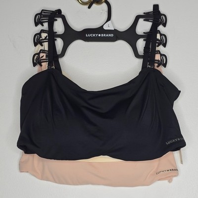 3 LUCKY BRAND Convertible Bandea Bras Large Lot Set Black  Removable Pads NEW