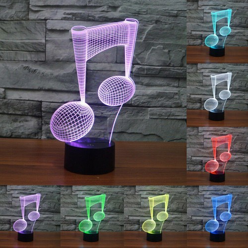 New Music Note 3D LED Night Lights Lamp Multi-Color Acrylic Visual Home Decor D - Picture 7 of 17