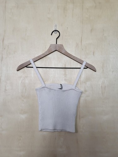 Women's Size:S Zara Top Ribbed Cropped Sleeveless Casual Beige - Picture 6 of 7