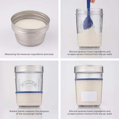 Kilner Sourdough Starter Set with 2 Glass Jars Measuring Lid Spatula and Recipe - Picture 7 of 7