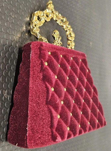 Red Velvet/Felt Satchel Purse 3.75" Long Christmas Ornament - Picture 6 of 9