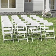 20 Pack White Folding Chairs, Plastic Folding Chairs Outdoor Indoor, 3