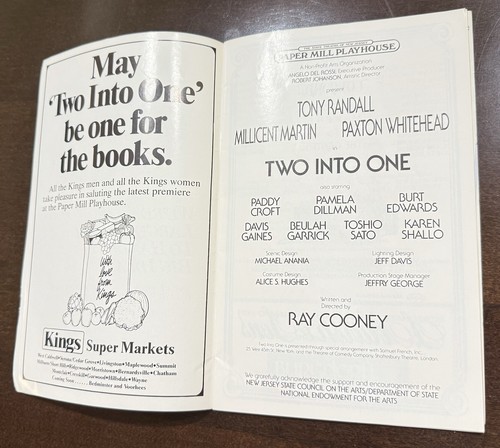 Vntg Playbill “Two Into One” Tony Randall Autograph Paper Mill Playhouse NJ 1988 - Picture 4 of 9