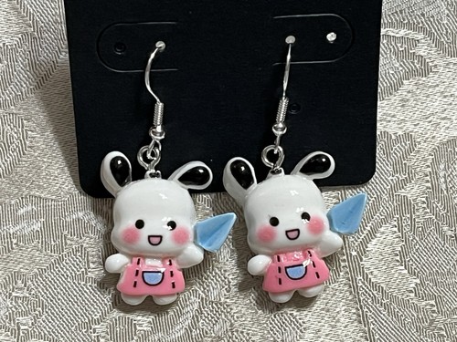 Sanrio Silver Loop Pochacco Dog Drop Dangle Adorable Lightweight Earrings - Picture 2 of 2
