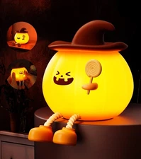Cute Pumpkin Night Light - Timed and Dimmable LED Night Light - Rechargeable ...