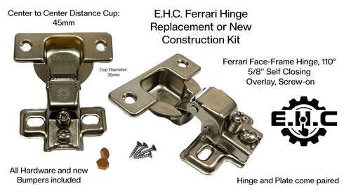 E.H.C. Ferrari Hinge and Plate Face Frame 110° 5/8 Overlay Kit/Replacement or... - Picture 2 of 3