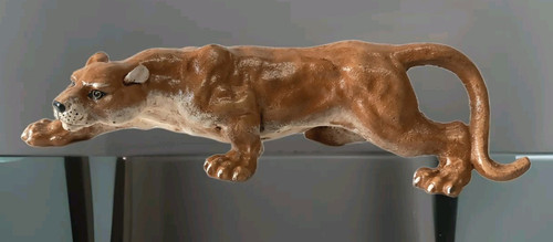 Eisen Panther Skulptur Eisenfigur Tiger Raubkatze Figur Gusseisen Statue Puma - Bild 1 von 6