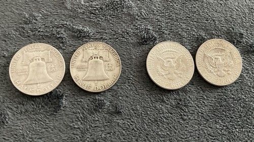 Vintage Franklin ~ Kennedy ~ 90% Silberhälften je 2 - Bild 4 von 6