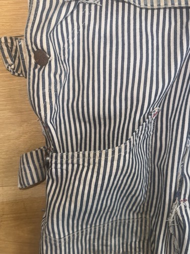 vintage powr house montgomery ward 40s hickory stripe overalls distressed 36 - Picture 10 of 23