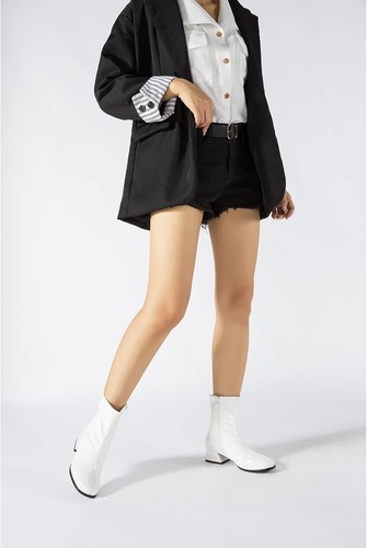 fereshte Gogo Boots For Women's Mid Calf Chunky Block Heel Zipper  - Picture 2 of 49