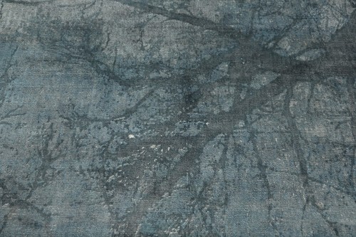 Handgefertigter blau/grauer Seidenteppich Naturdruck abstrakt modern Vorleger 5x8 Fuß - Bild 5 von 12