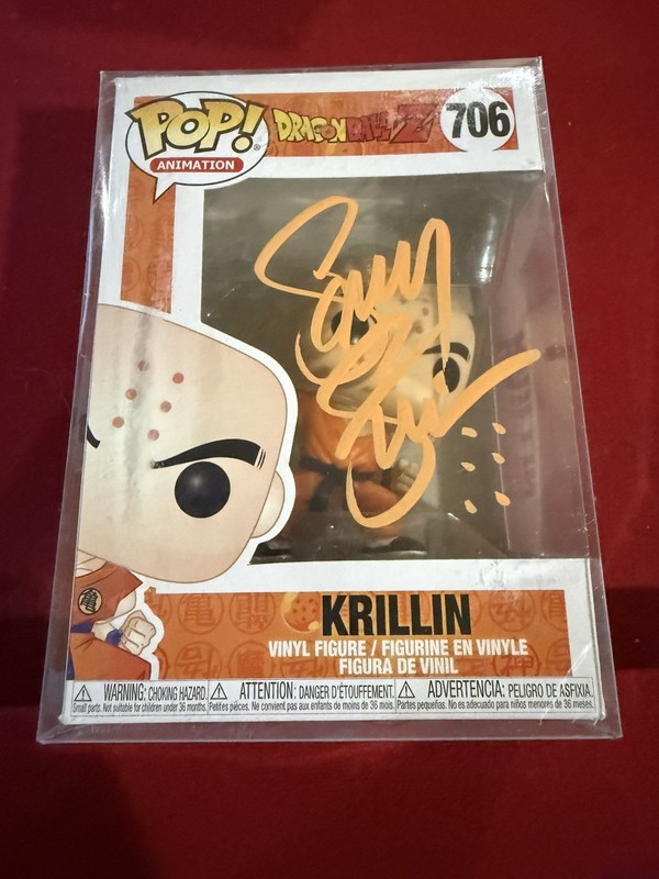 Funko Pop!  Dragon Ball Z Krillin Vinyl Figure #706 Signed by: Sonny Strait!