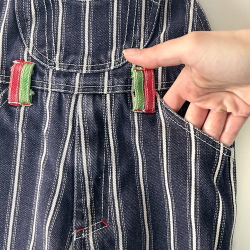 Vintage 1990s BoBo Toddler Denim Overalls 2T 3T Blue Green White Jean Striped - Bild 6 von 12
