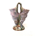 Weller Sabrinian Art Pottery Fan Basket Vase Marbled Glaze c1903