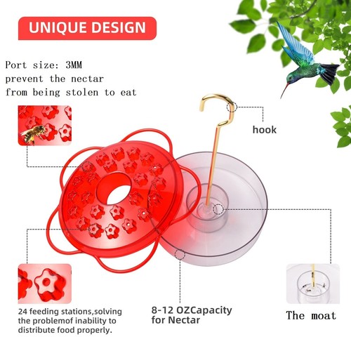 2Sets Hummingbird Feeder for Outdoor Hanging,Leak-Proof,Outside Garden Saucer... - Picture 2 of 7