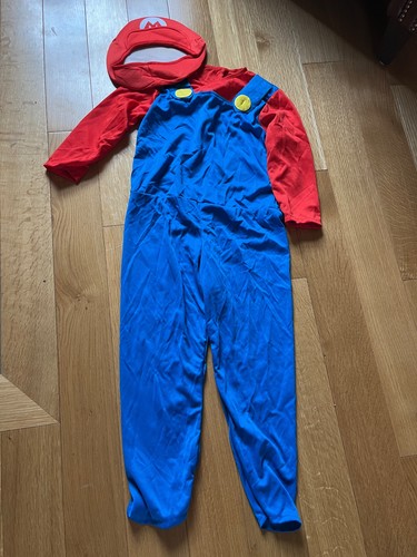 Red & Blue Nintendo Super Mario Jumper w Hat Child Size Medium Halloween Costume