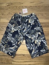 NWT Hanna Andersson Boys Cargo Shorts Size 150 12-13 Blue Tropical Hawaiian