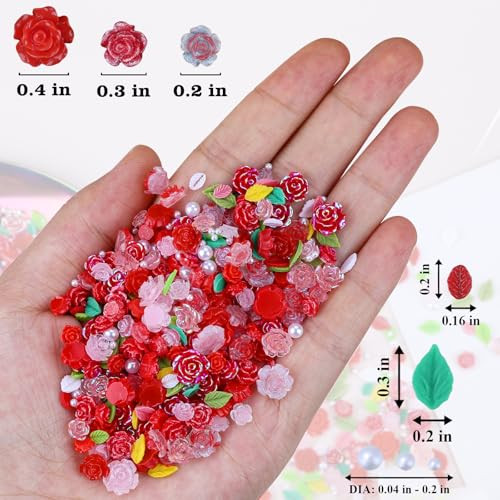 400 Pieces Camellia Flower Nail Charms for Acrylic Nails 3D Rose Floral Nail - Bild 3 von 7