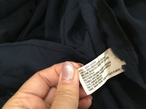 Knox Rose Damen XL Boxy Top Navy Blau Ösen Bestickt Boho Cottagecore - Bild 5 von 6