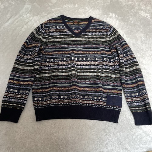 Barbour Beacon Knitted Lambs Wool Jumper Multicoloured Size L / XL Fairisle - Picture 1 of 17