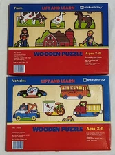 NEW Vintage Small World Toys Vehicles 2529 and Farm 2501 Puzzle Lot Of 2
