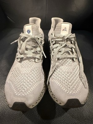 adidas x NASA Ultra4D Halo Silver Gray Mesh Low Top Lace-Up Running Sneakers